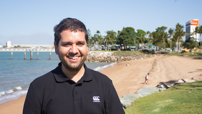 James Cook University PhD student Peter Malouf on The Strand in Townsville in north Queensland.