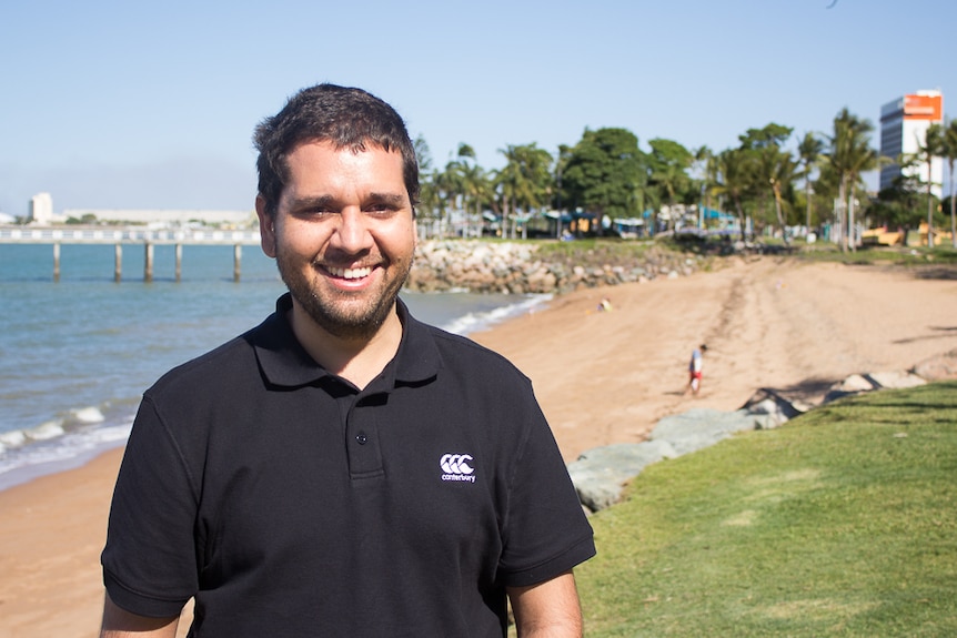 James Cook University PhD student Peter Malouf on The Strand in Townsville in north Queensland.