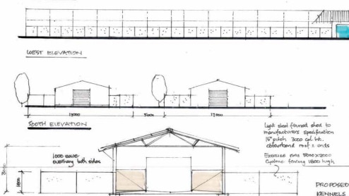 Simple sketch of plans for the Moama dog breeding facility.