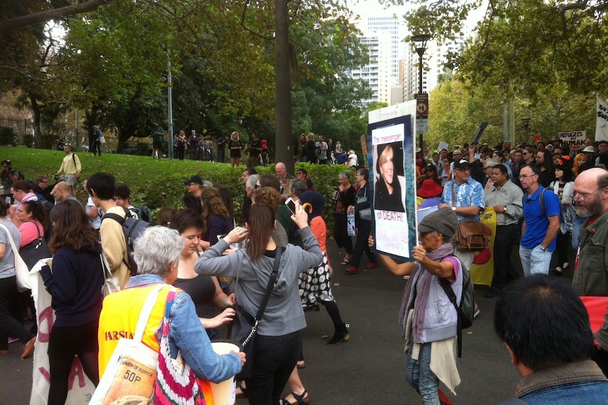 Protesters at rally in support of asylum seekers in Sydney