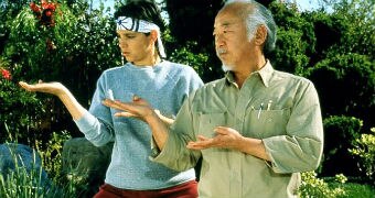 Screengrab of Mr Miyagi and The Karate Kid to depict a successful mentor mentee relationship.