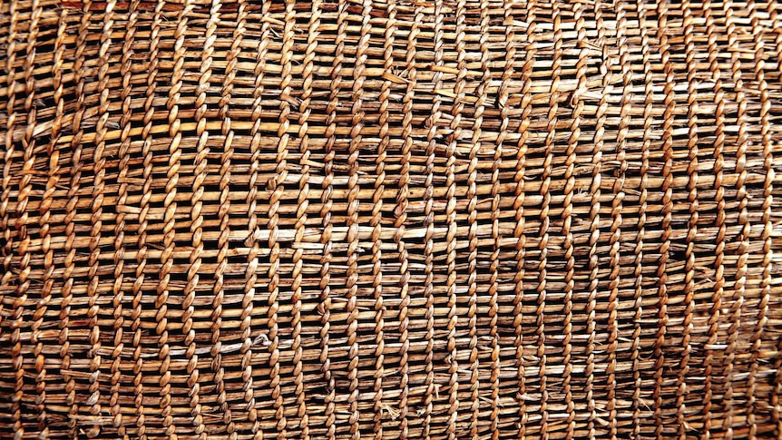 Detail of woven item on show at The First Tasmanians: Our Story exhibition, QVMAG.