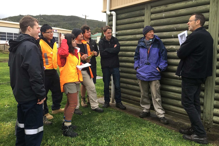Professor David Cooke and PhD students at Mount Lyell, southwest Tasmania.