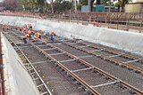 Work to lay rail track