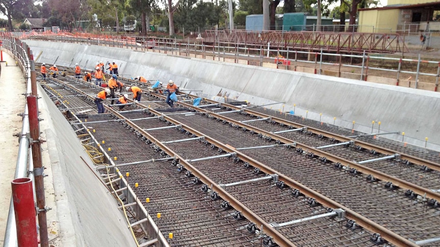 Work to lay rail track