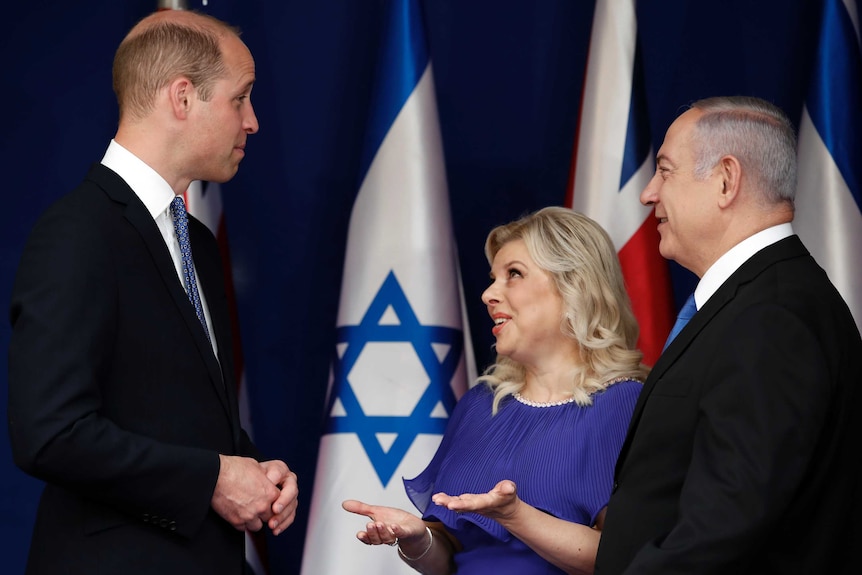 Prince William meets with Sara and Benjamin Netanyahu in Israel.