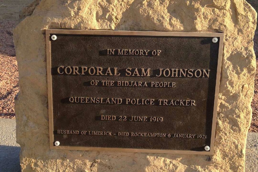 Sam Johnson's headstone in the Longreach Cemetery.