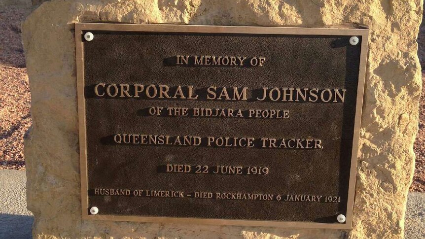 Sam Johnson's headstone in the Longreach Cemetery.