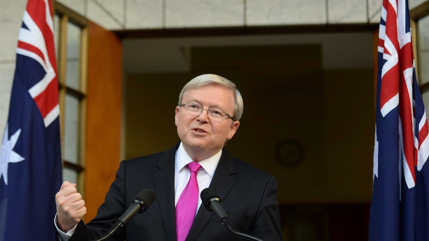 Kevin Rudd speaks at a press conference