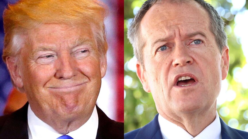 US presidential candidate Donald Trump and Opposition Leader Bill Shorten in a composite image.