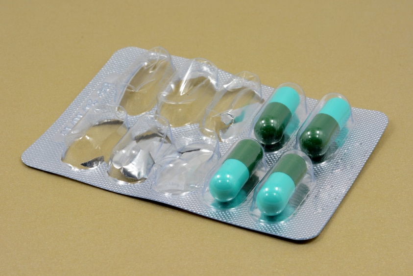 Antibiotics in a blister pack