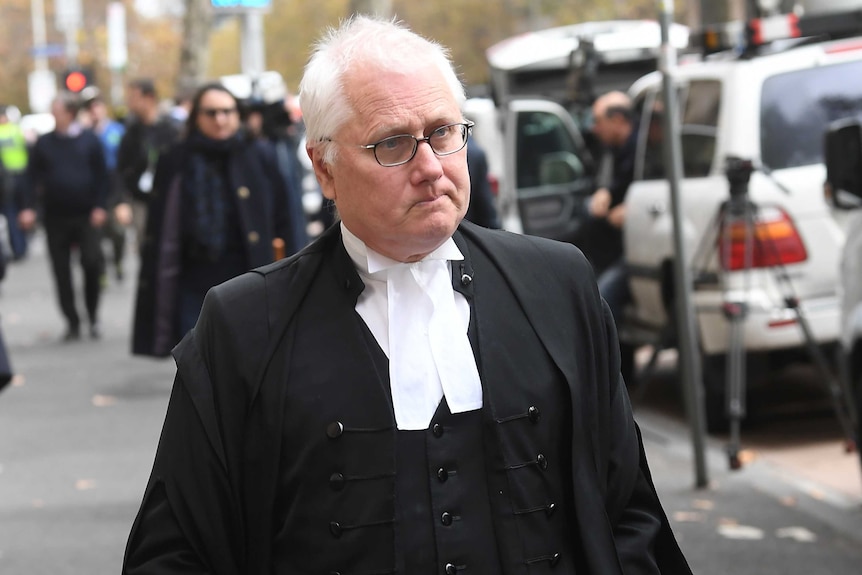 Bret Walker, the lawyer for Cardinal George Pell leaves court.