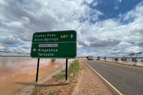 A road sign on an outback highway.