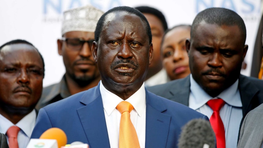 Kenyan opposition leader Raila Odinga announces his withdrawal from the election.