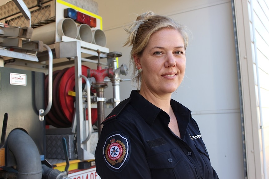 Ms Hunter on the job as a female firefighter