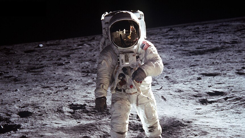 US astronaut Buzz Aldrin on the Moon in 1969