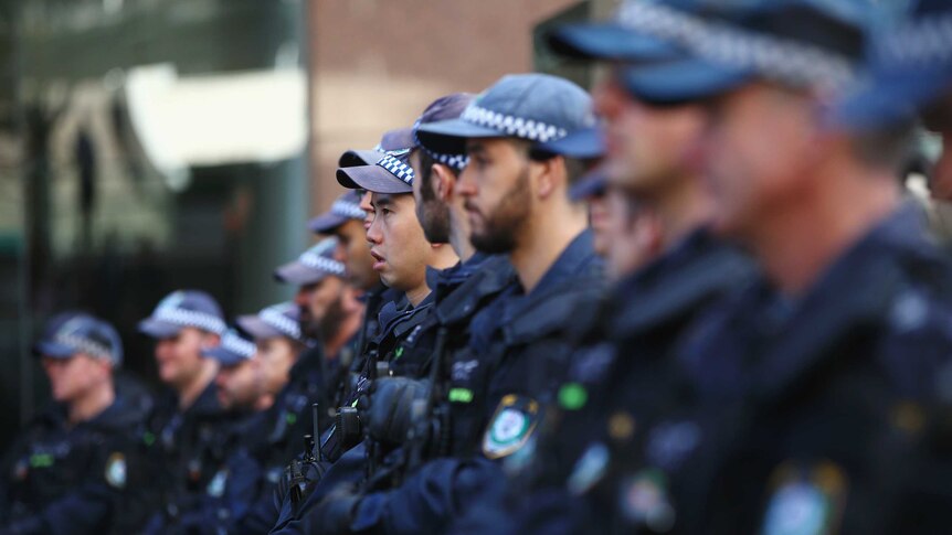 Police at the 'Reclaim Australia' rally in Martin Place on July 19