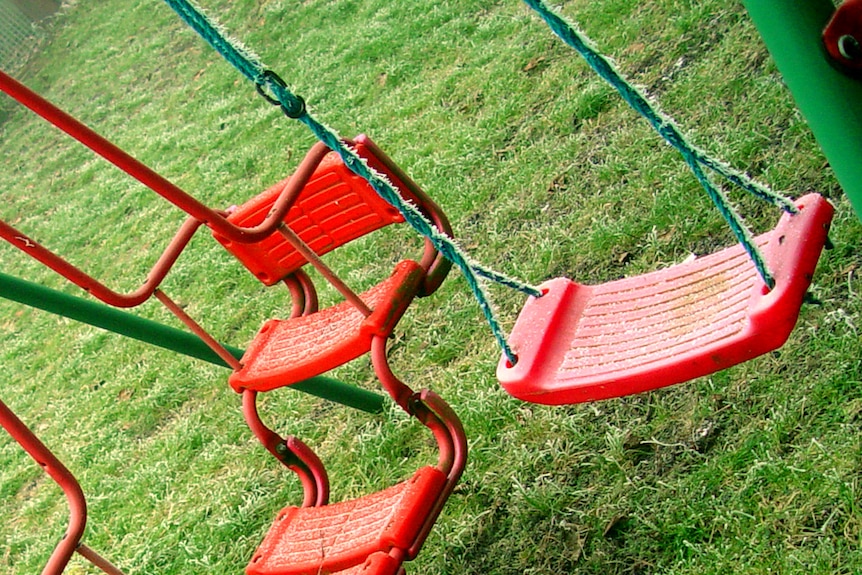 Swing set with rope swing