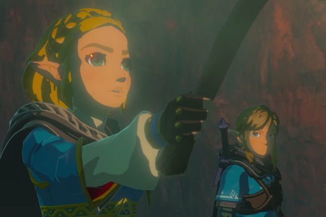 Zelda yielding a sword in official imagery from the Tears of the Kingdom game
