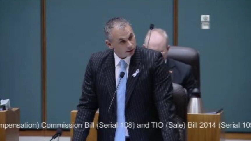 NT Chief Minister Adam Giles speaking in parliament on the night the government passed legislation to sell TIO.