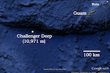 A map showing the location of Challenger Deep.