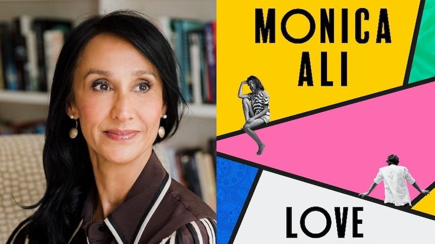 On left, headshot of Monica Ali, on right, book cover of Love Marriage.