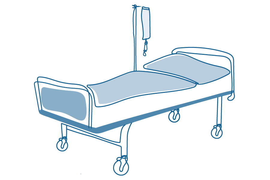Una ilustración de una cama de hospital.