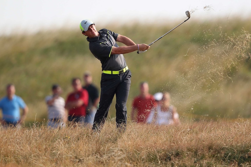 McIlroy chips at the British Open