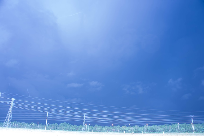 Powerlines in a field. 