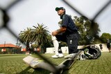 In amongst it...Ponting faced throw-downs from coach Tim Nielson in the nets today. (file photo)