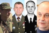 A composite image shows four men, three of whom are wearing military uniforms.