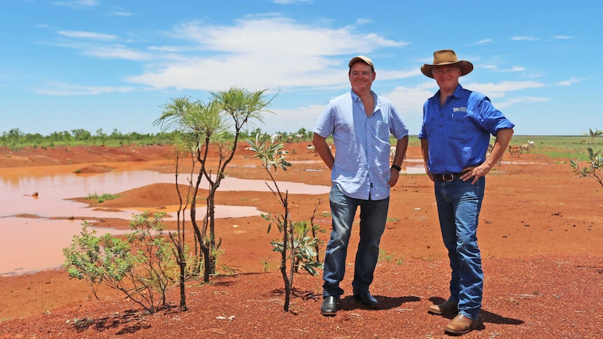 New Cattle Council CEO Duncan Bremner (right) with pastoralist David Stoat from Anna Plains Station.