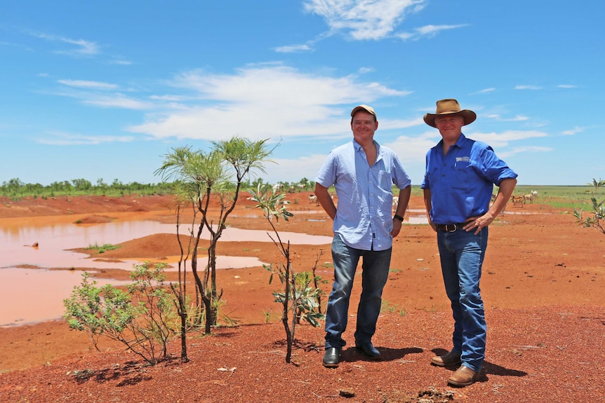 New Cattle Council CEO Duncan Bremner (right) with pastoralist David Stoat from Anna Plains Station.