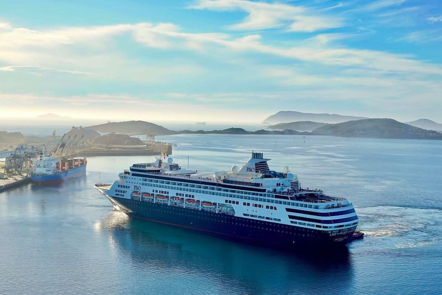 A cruise ship docks in Albany on WA's south coast