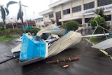 Debris from a damaged structure on the ground at the Naga airport in central Philippines