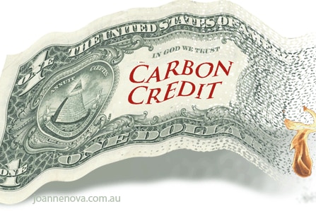 Creative: American 'carbon credit' one dollar bill (joannenova.com.au)