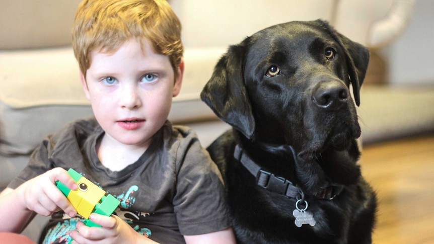 Reilly and his Labrador assistance dog, Jason.