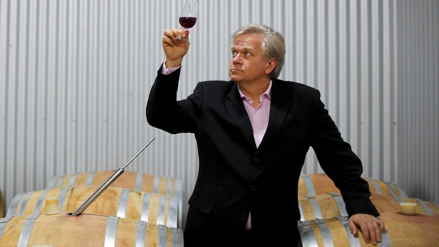 Professor Brian Schmidt in his winery on the outskirts of Canberra.