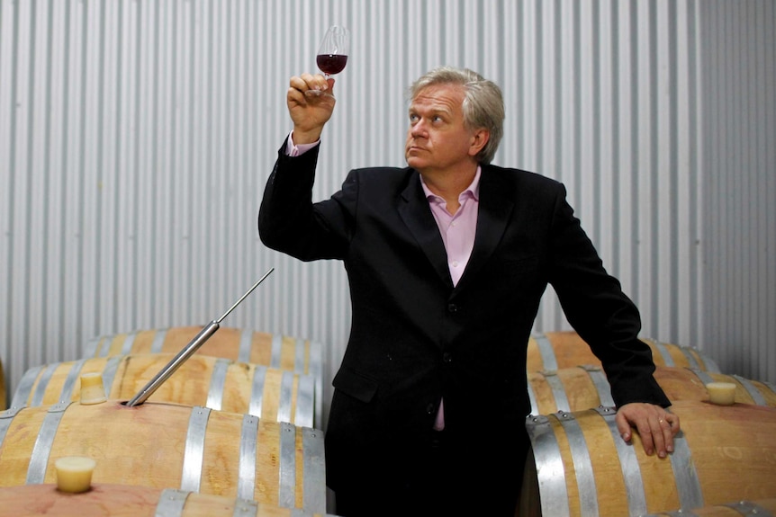 Professor Brian Schmidt in his winery on the outskirts of Canberra.