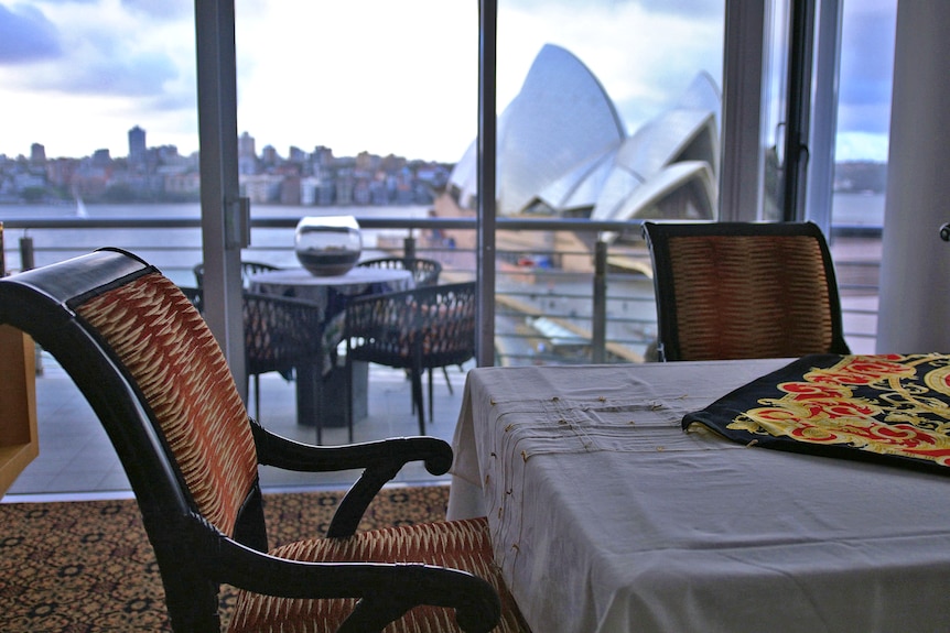 Alan Jones' dining table in his apartment.