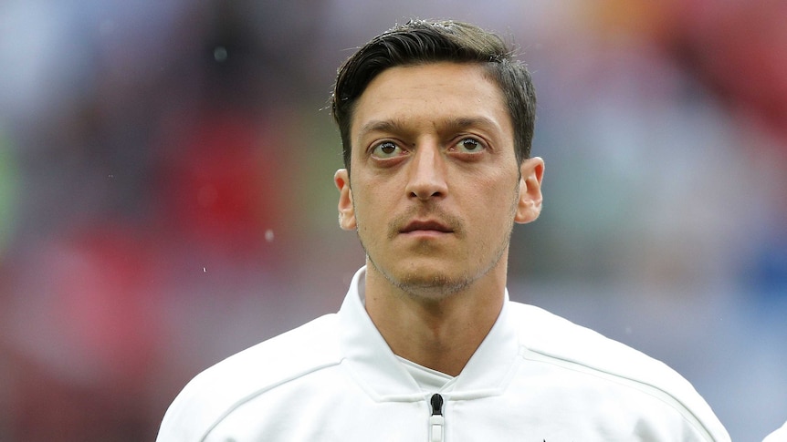 Mesut Ozil before the Austra versus Germany match at the Wold Cup.