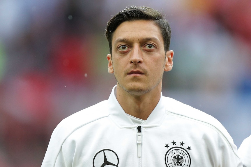 Mesut Ozil before the Austra versus Germany match at the Wold Cup.