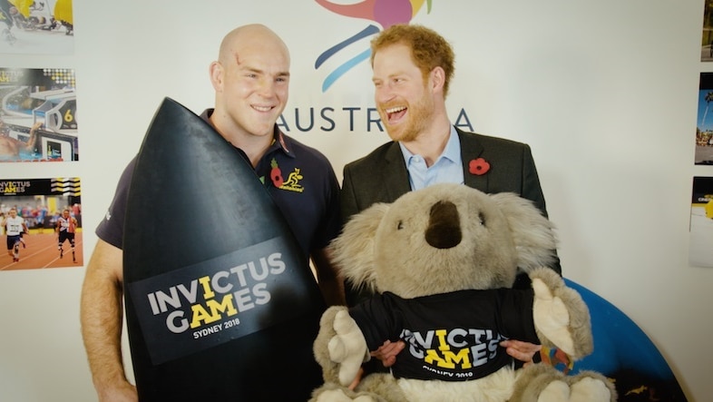 Prince Harry with Wallabies captain Stephen Moore