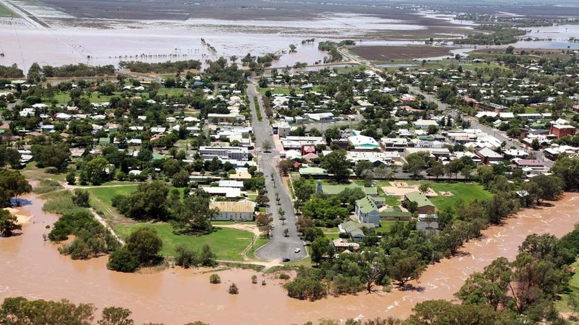 Floodwaters cover the surrounds of Coonamble in north-west NSW