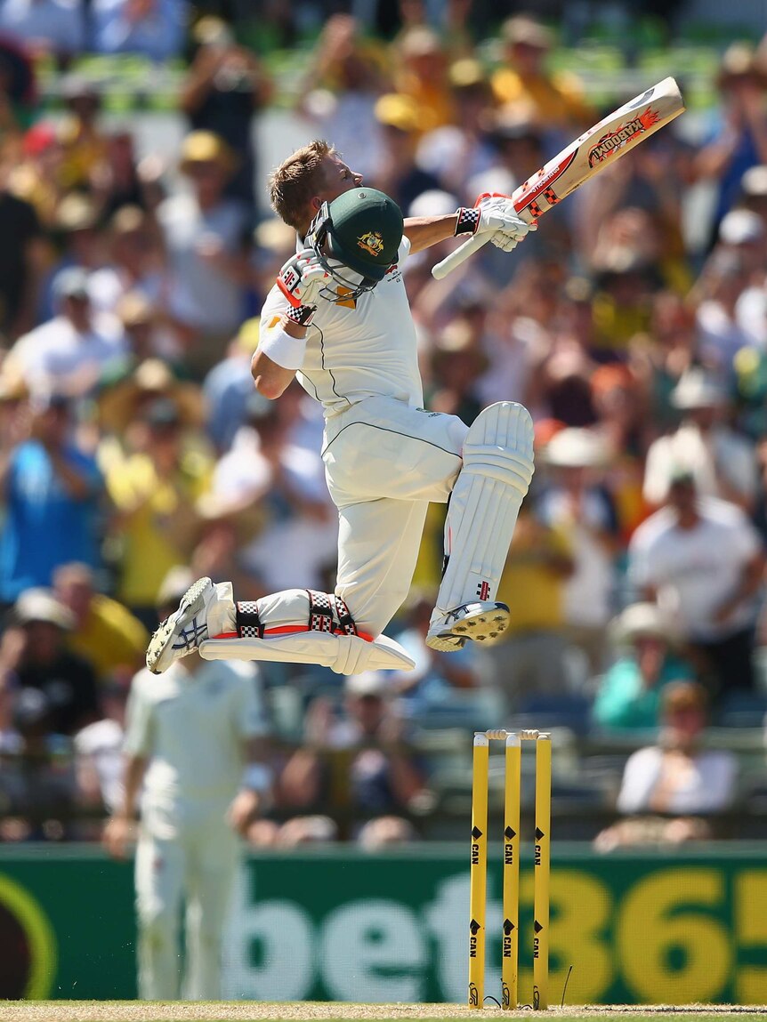 David Warner celebrates century at the WACA