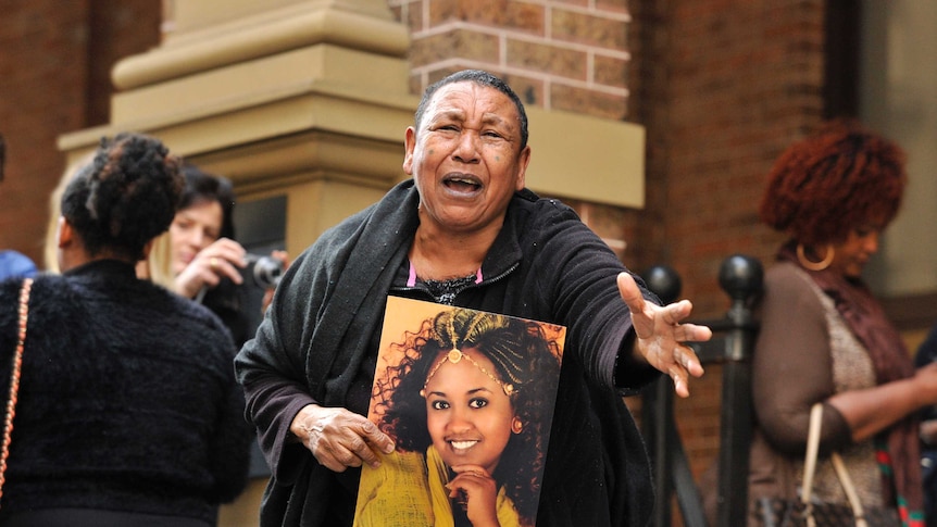 Wubanchi Asfaw's mother outside court