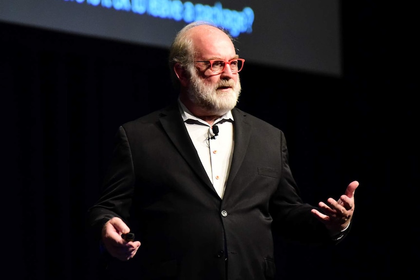 American futurist Thomas Frey speaks at World of Drones Congress in Brisbane.