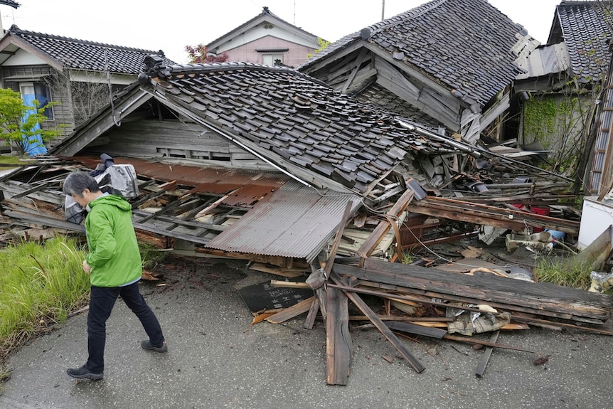 A house damaged by Friday's earthquake is seen in Suzu city, Ishikawa prefecture.