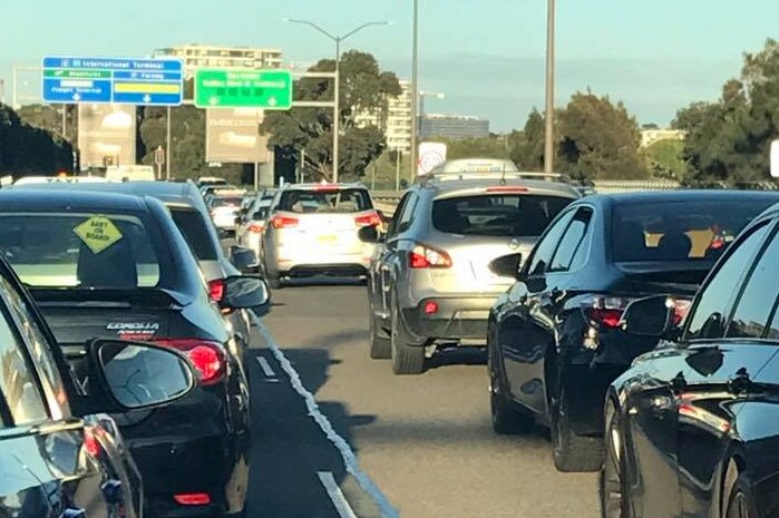 Cars lined up on approach to Sydney airport