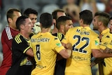 Mariners and Phoenix players scuffle in A-League clash
